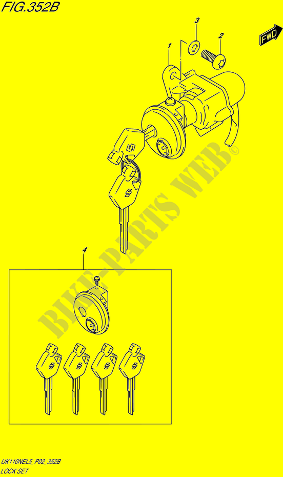 KIT DE FECHADURA (UK110NEL5 P19) para Suzuki ADDRESS 110 2015