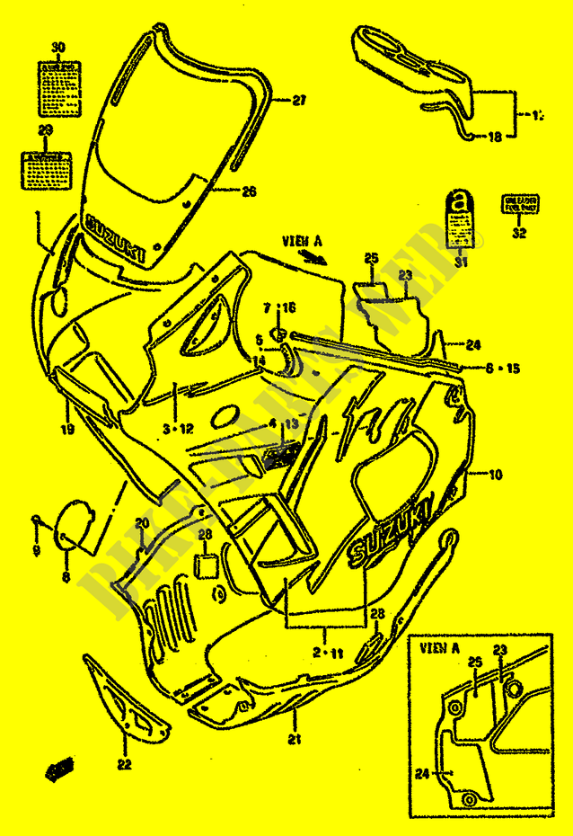 FIXAÇÃO   ETIQUETAS (MODELE N) para Suzuki GSX-F 750 1991