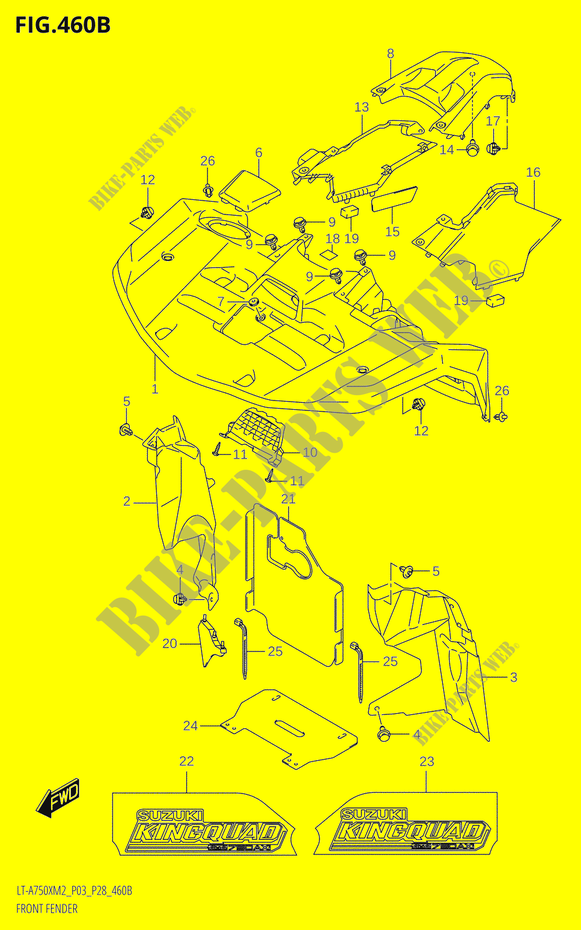 GUARDA LAMAS DIANTEIRO (LT A750X:M2:P28) para Suzuki KINGQUAD 750 2022