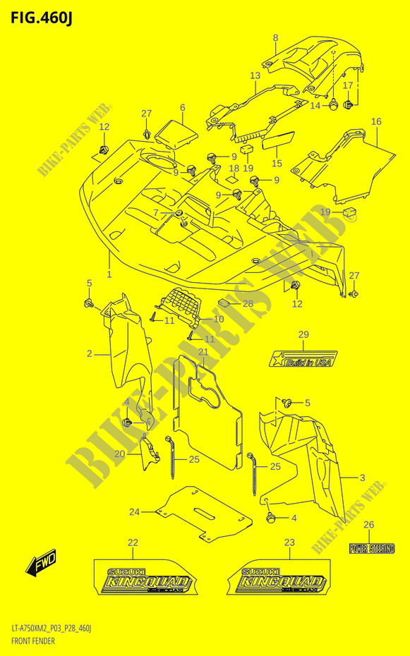 GUARDA LAMAS DIANTEIRO (LT A750XPZ:M2:P33) para Suzuki KINGQUAD 750 2022