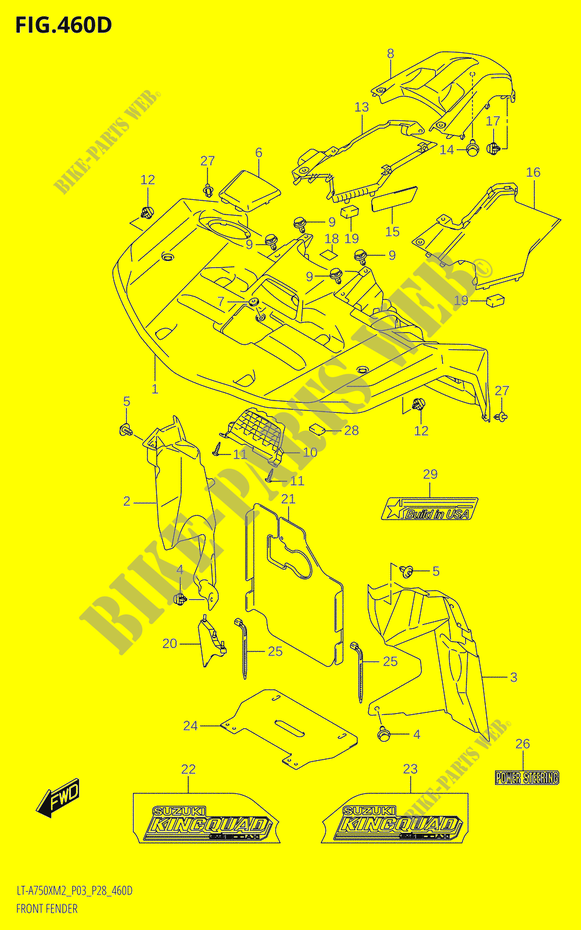 GUARDA LAMAS DIANTEIRO (LT A750XP:M2:P03) para Suzuki KINGQUAD 750 2022
