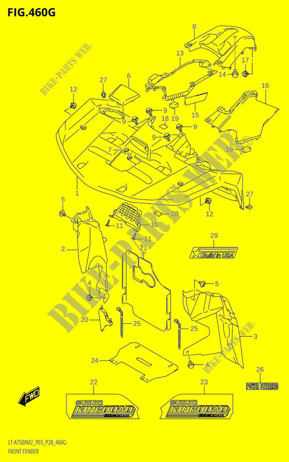 GUARDA LAMAS DIANTEIRO (LT A750XPZ:M2:P03) para Suzuki KINGQUAD 750 2022