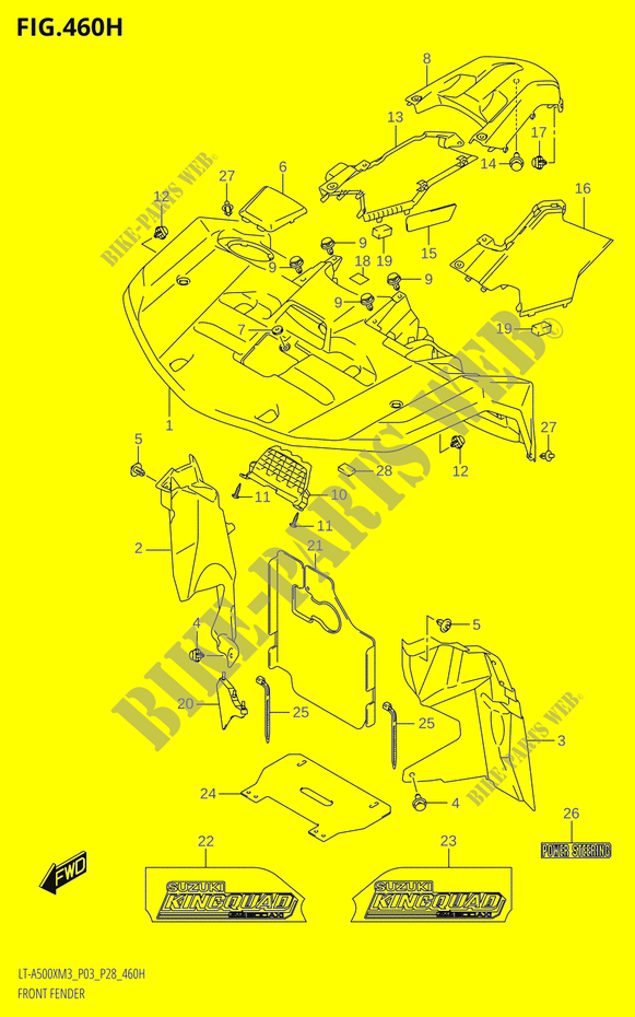 GUARDA LAMAS DIANTEIRO (LT A500XPZ:M3:P28) para Suzuki KINGQUAD 500 2023