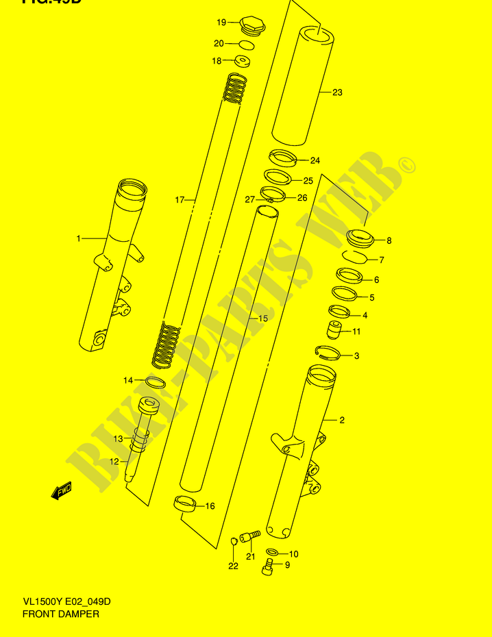 AMORTECEDOR FRONTAL (MODELE K2/K3/K4) para Suzuki INTRUDER 1500 1999