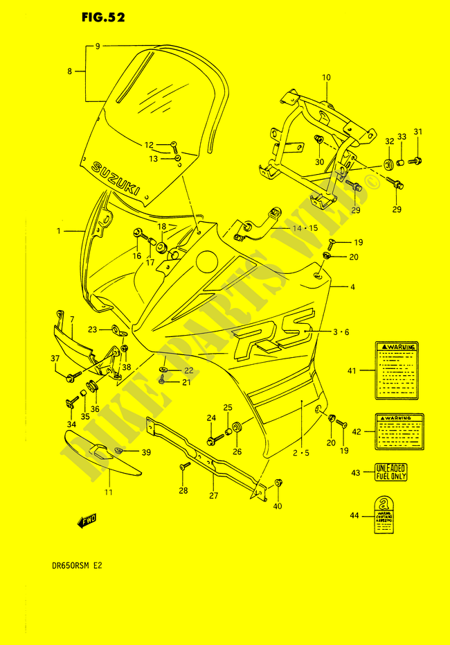 FIXAÇÃO   ETIQUETAS (MODELE L 0NF) para Suzuki DR 650 1990